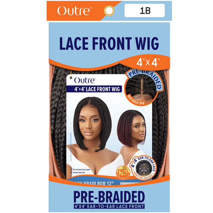 Outre Pre Braided 4X4 HD Lace Front Wig - BOX BRAID BOB 12"