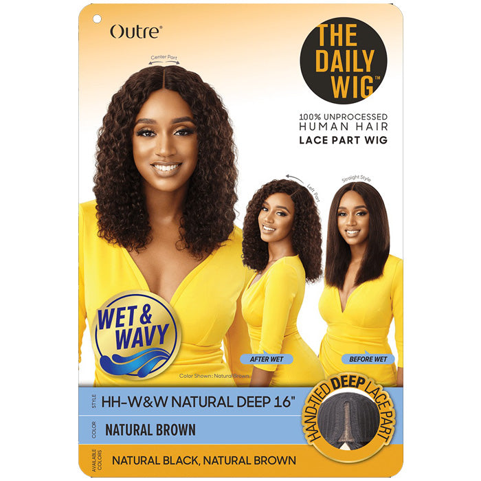Outre The Daily 100% Unprocessed Human Hair Lace Part Wet & Wavy Wig - NATURAL DEEP 16