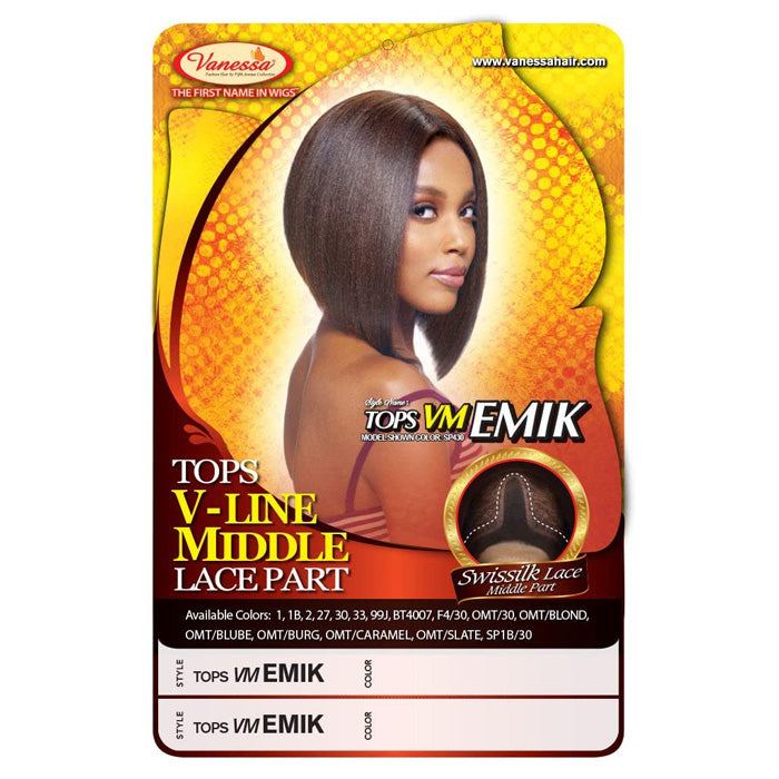 Vanessa Tops V-Line Middle Swissilk Lace Part Wig - EMIK