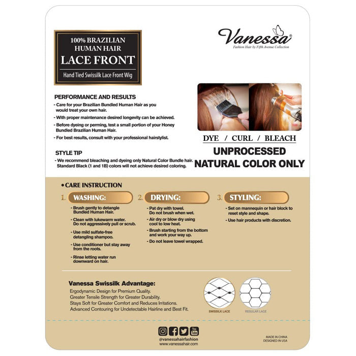 Vanessa 100% Brazilian Human Hair Lace Front Wig - TMH GLANCY