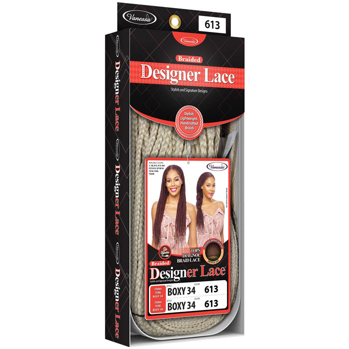 Vanessa Designer Lace Tops Diagonal Braid Swiss Lace Front Wig - BOXY 34
