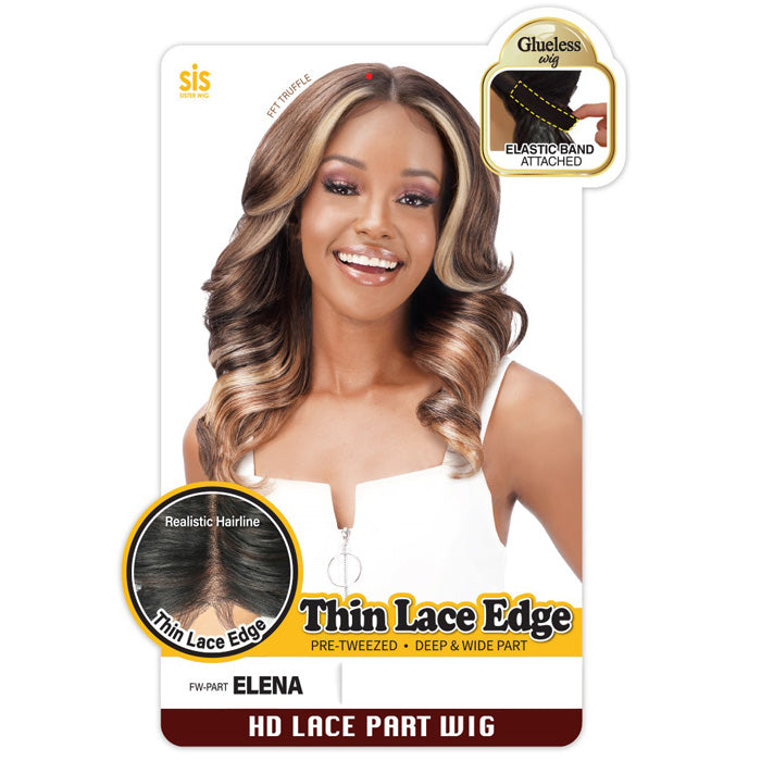 Zury Sis Glueless Synthetic Thin Lace Edge Pre-Tweezed HD Lace Part Wig - ELENA