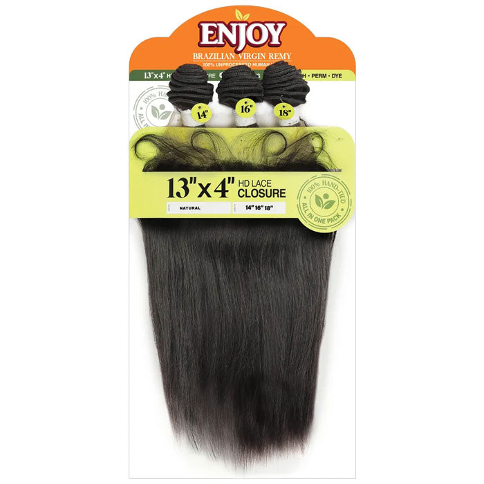 Zury Sis ENJOY 100% Human Hair Weave 10"-20" + 13x4 HD Lace Closure - STRAIGHT