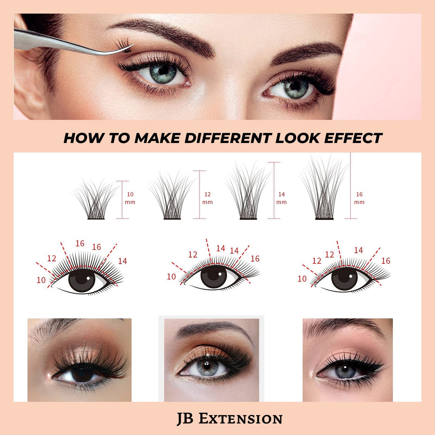 JBextension DIY Cluster Lashes 72 Clusters Lashes NO GLUE Included¡¾Crystal Cascade-Lash¡¿