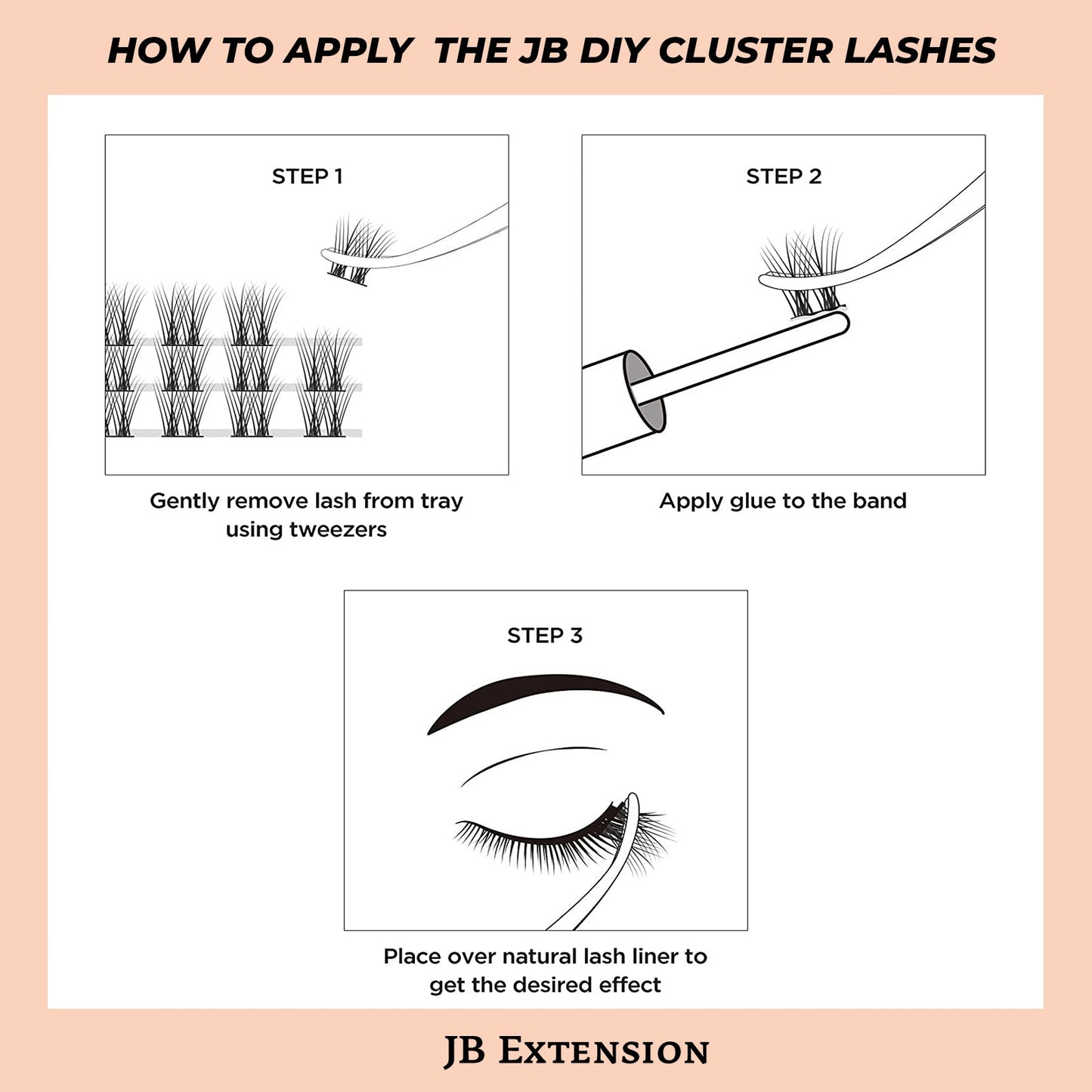 JBextension DIY Cluster Lashes 72 Clusters Lashes NO GLUE Included¡¾Crystal Cascade-Lash¡¿