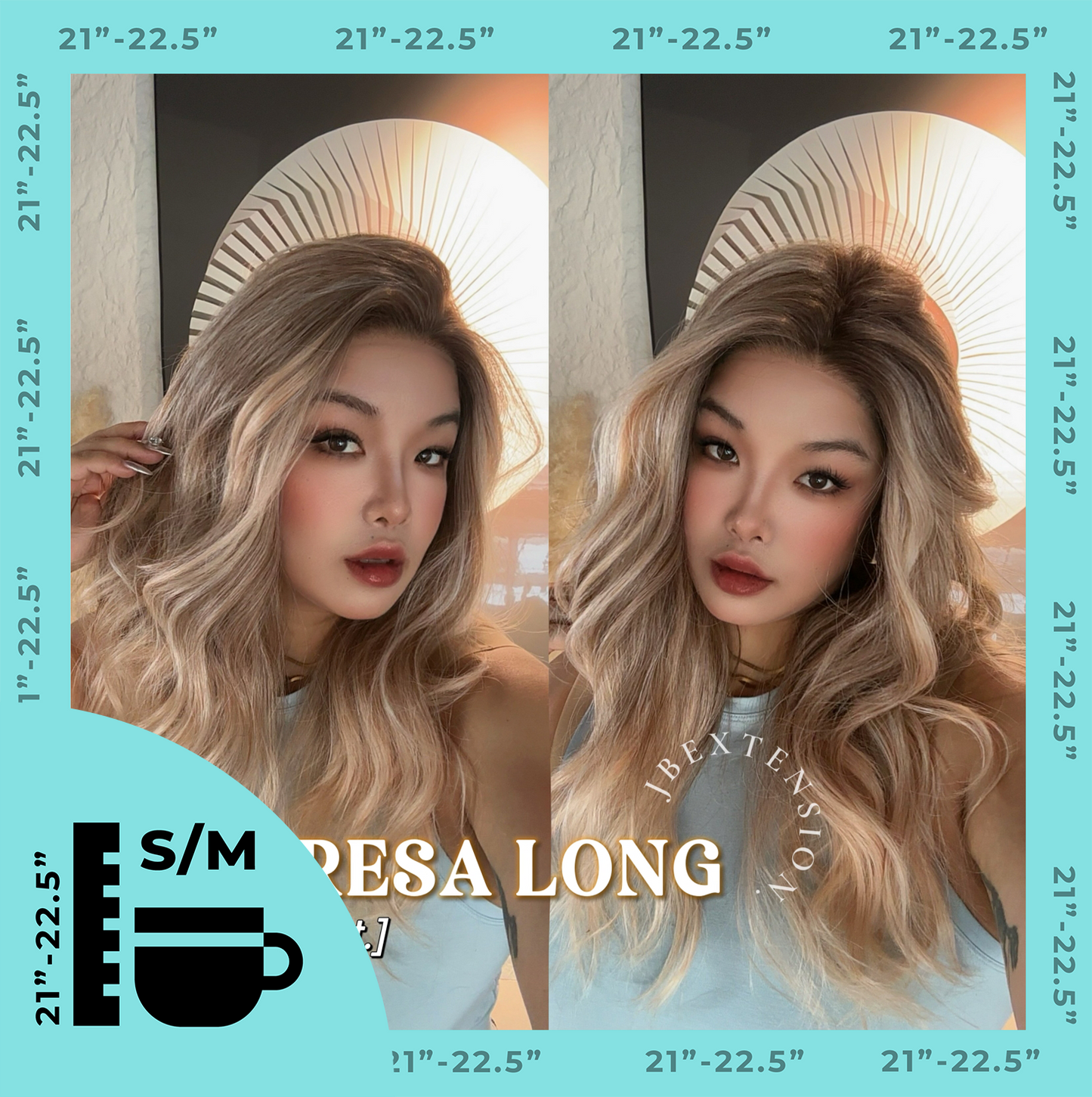 JBEXTENSION 22 Inches Long Apricot Pre-Cut Snowflake Lace Frontlace Glueless Wig TERESA LONG APRICOT【PERMATEASE】【BENDY EAR TABS】