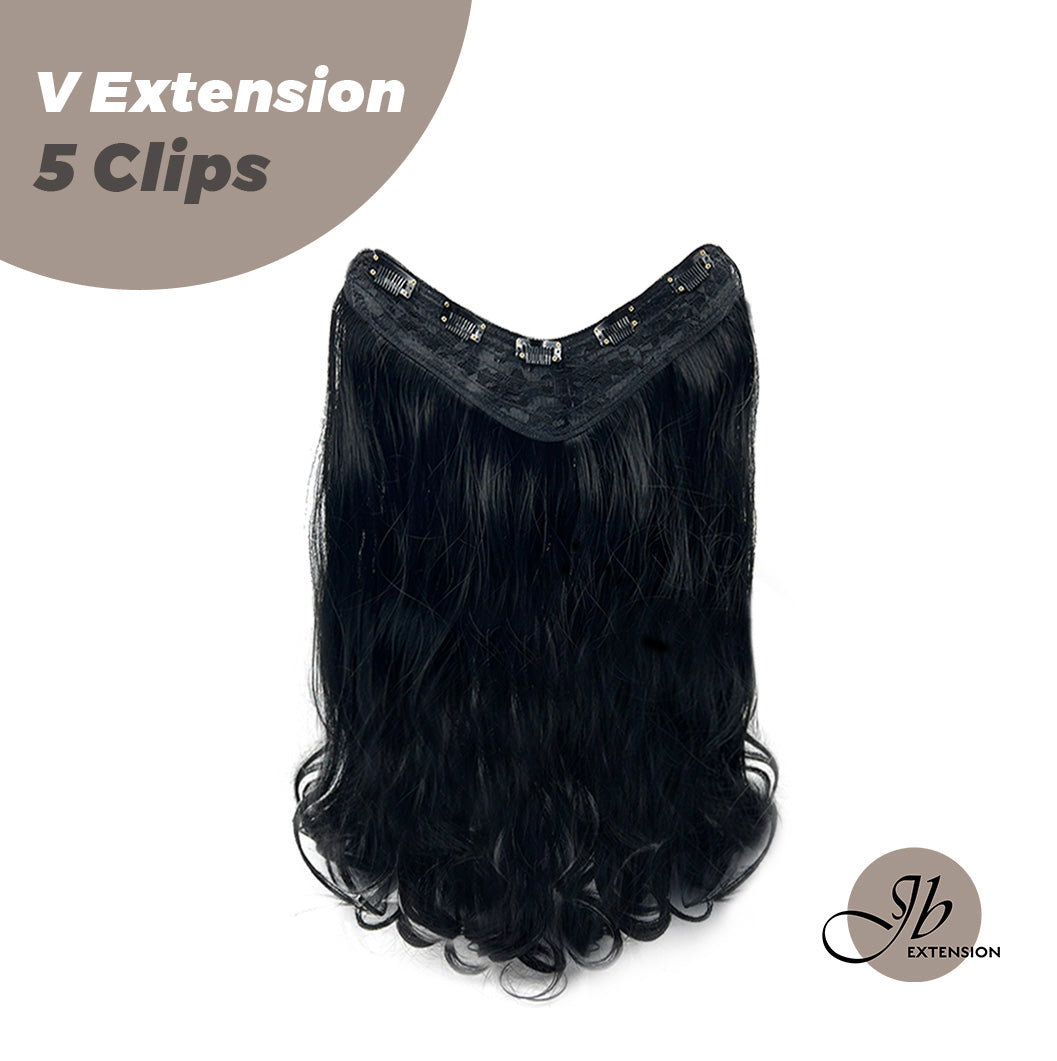 JBEXTENSION 20 Inches Hair V Extensions 5 Clip-in Curly Hair Extension With Clips 190g