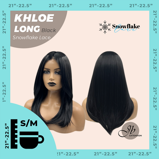 SNOWFLAKE LACE- JBEXTENSION 18 Inches Black Pre-Cut Snowflake Lace Frontlace Glueless Wig KHLOE LONG BLACK【PERMATEASE】【BENDY EAR TABS】