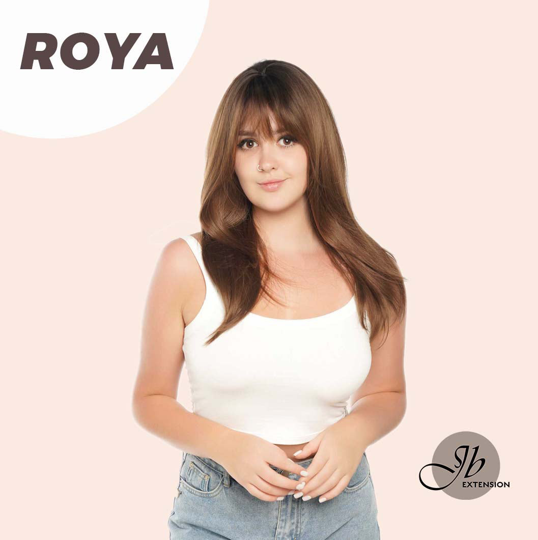 JBEXTENSION 22 Inches Brown With Dark Root With Bangs Wig ROYA