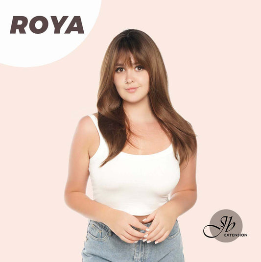 JBEXTENSION 22 Inches Brown With Dark Root With Bangs Wig ROYA