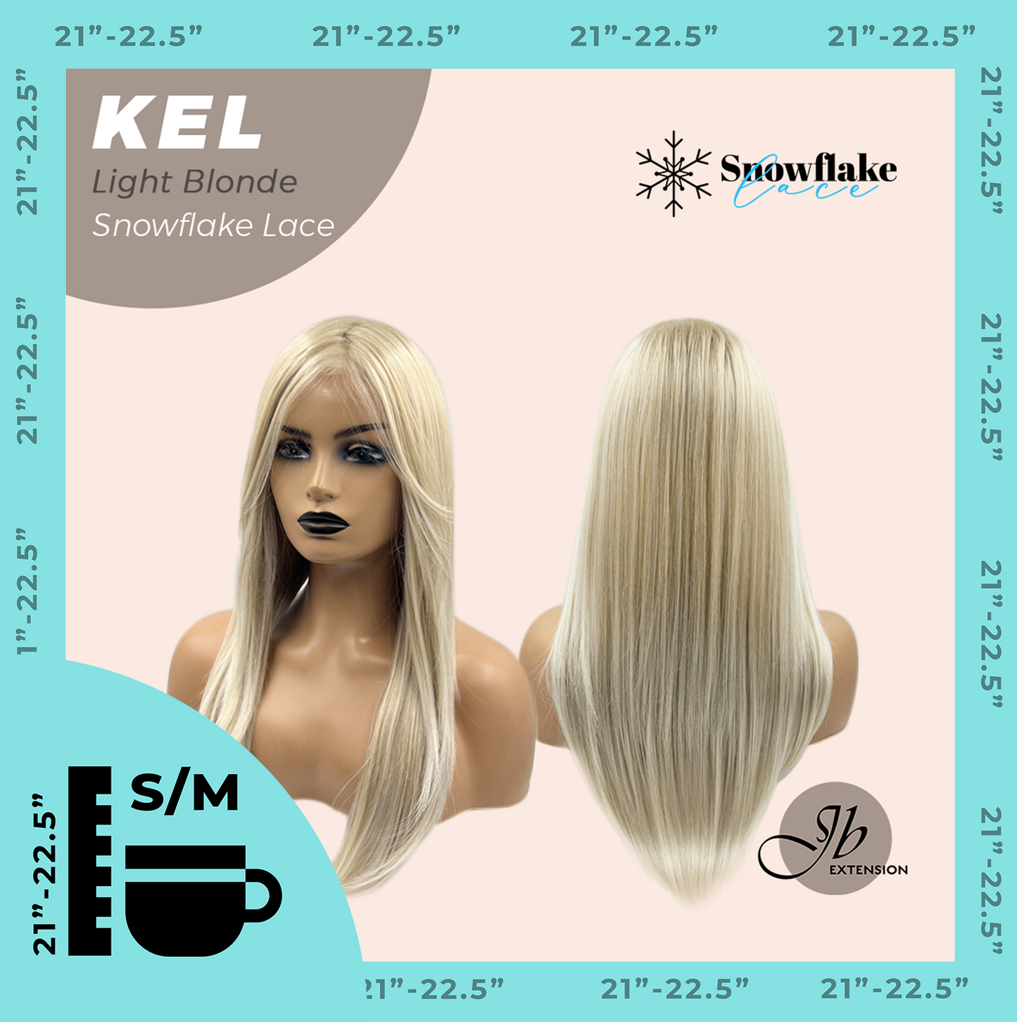 JBEXTENSION 22 Inches Light Blonde Pre-Cut Snowflake Lace Frontlace Glueless Wig KEL LIGHT BLONDE【PERMATEASE】【BENDY EAR TABS】- S/M