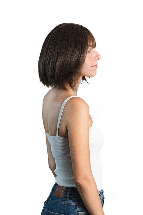 JBEXTENSION 10 Inches Short Bob Cut Brown Wig CATIA BROWN