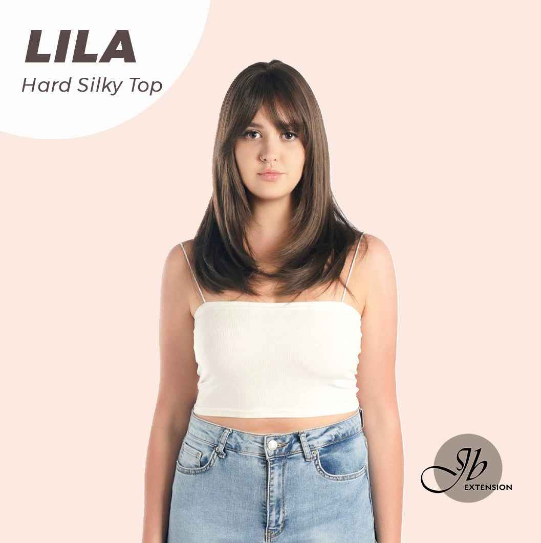 JBEXTENSION 20 Inches Scalpiana Cold Brown Wolf Cut 3.5X4 Hard Silky Top Natural Scalp Effect Wig With Bangs LILA