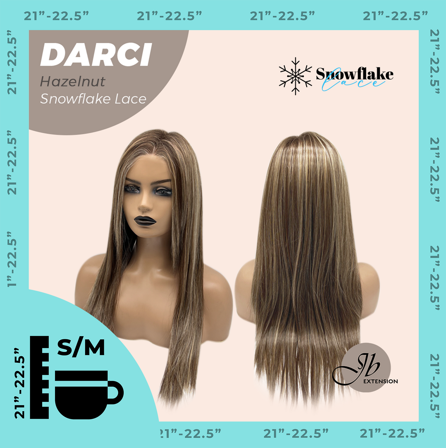 JBEXTENSION 25 Inches Hazelnut Blonde Highlight Pre-Cut Snowflake Lace Frontlace Glueless Wig DARCI HAZELNUT【PERMATEASE】【BENDY EAR TABS】