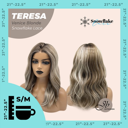 JBEXTENSION 18 Inches Venice Blonde Pre-Cut Snowflake Lace Frontlace Glueless Wig TERESA VENICE BLONDE【PERMATEASE】【BENDY EAR TABS】