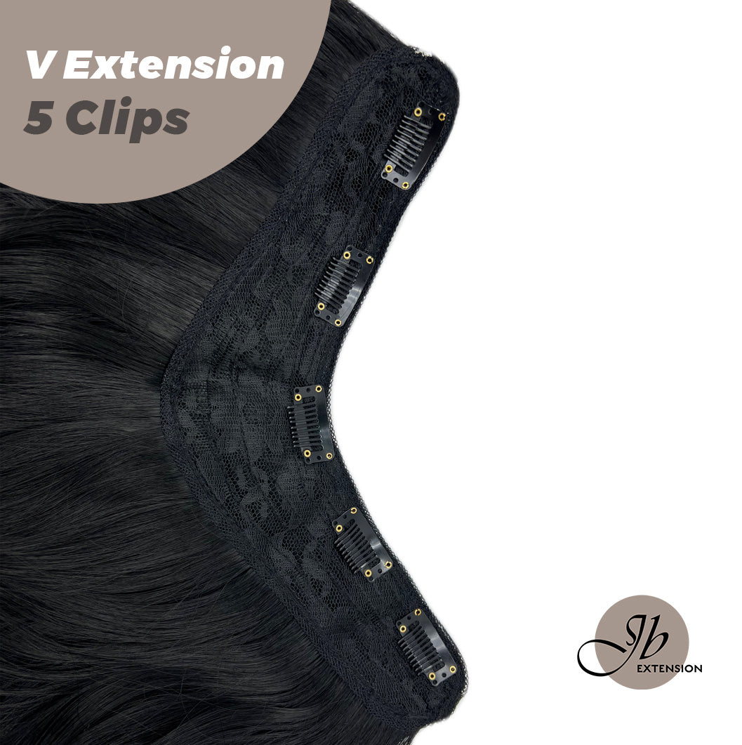 JBEXTENSION 20 Inches Hair V Extensions 5 Clip-in Curly Hair Extension With Clips 190g