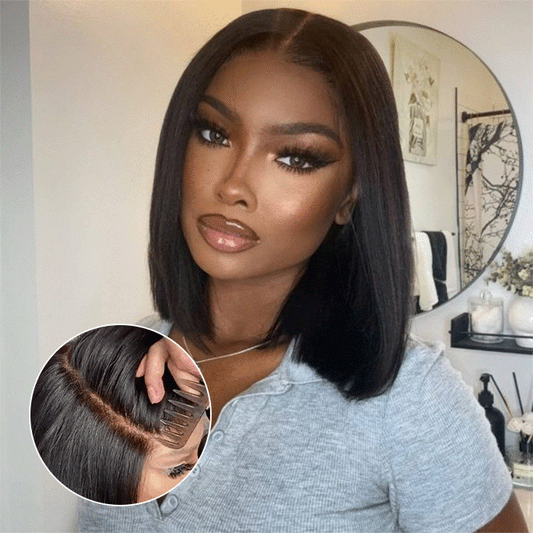 220% Density Straight Bob Wigs Pre Cut 13x4 HD Lace Real Glueless Wigs 100% Human Hair