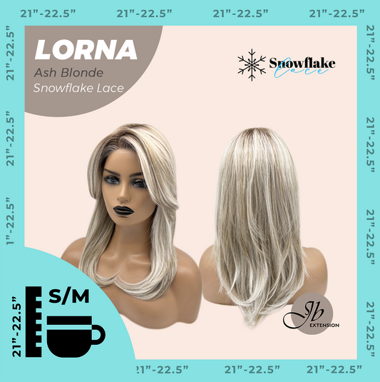 JBEXTENSION 18 Inches Ash Blonde Curly Pre-Cut Snowflake Lace Frontlace Glueless Wig LORNA SNOWFLAKE ASH BLONDE【PERMATEASE】【BENDY EAR TABS】