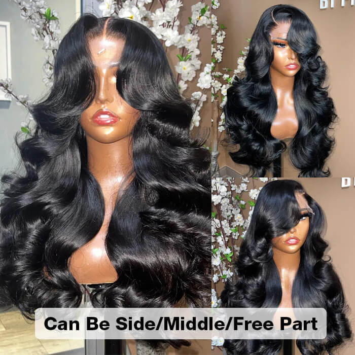 Curtain Bangs Face-Framing Upgraded Body Wave Glueless 13x4 13x6 HD Lace Human Hair Wigs for Women