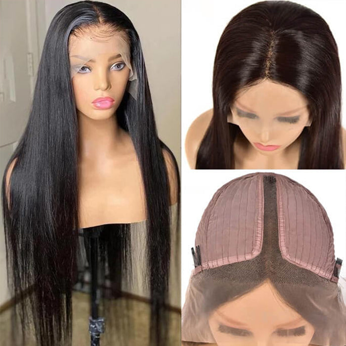 Middle Part 13x4 T-Part Lace Front Wigs for Black Women Human Hair Pre Plucked Glueless Brazilian Virgin Hair