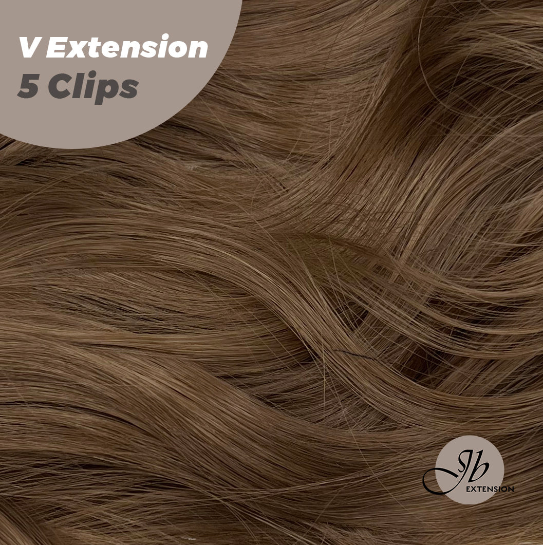 JBEXTENSION 20 Inches Hair V Extensions 5 Clip-in Curly Hair Extension With Clips 190g