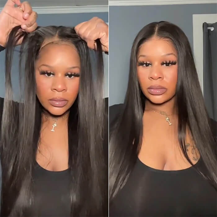 8x5 HD Lace Straight Glueless Wig Pre Bleached Knots Ship In 24H