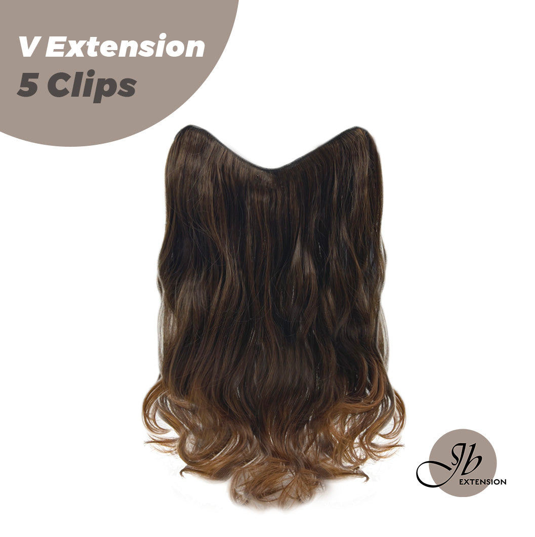 JBEXTENSION 20 Inches Hair V Extensions 5 Clip-in Curly Hair Extension With Clips 190g