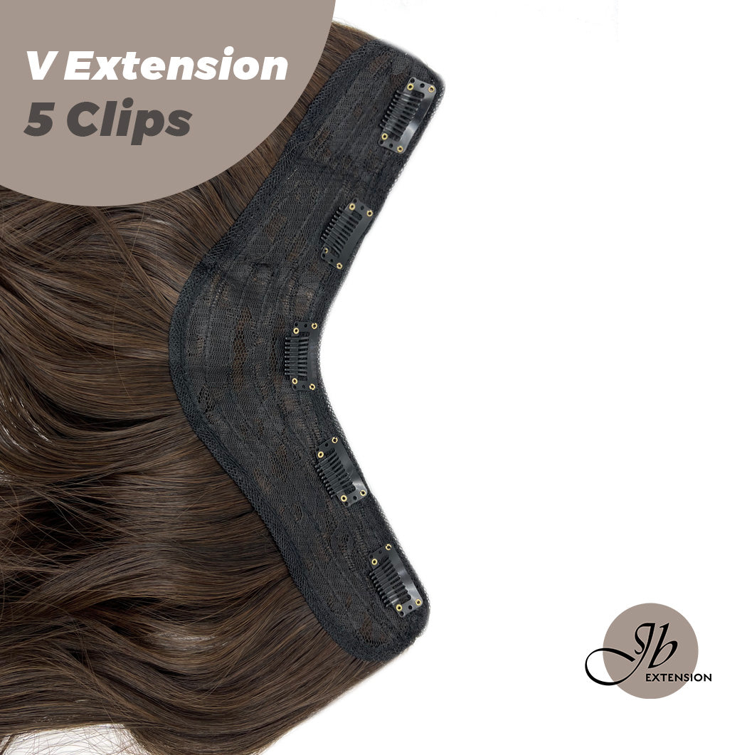 JBEXTENSION 20 Inches Hair V Extensions 5 Clip-in Curly Hair Extension With Clips 190g