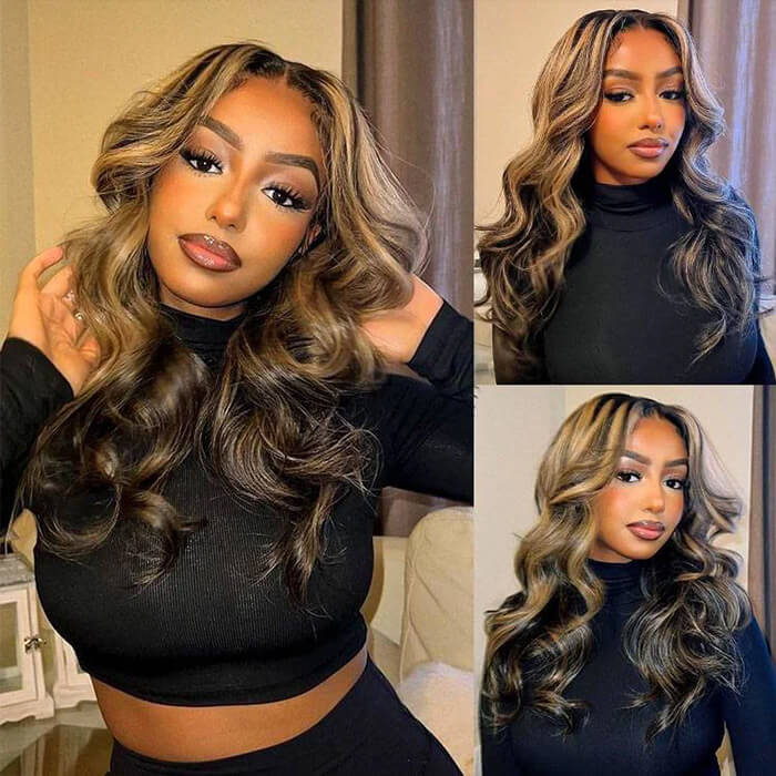 20''=$109 Balayage 1B/27 Highlight Body Wave Glueless Pre-Cut 8x5 HD Lace Closure Human Hair Wigs 180% Density