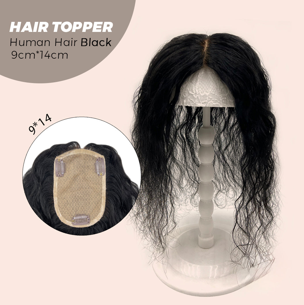 JBEXTENSION 10 Inches Natural Black Brown HUMAN HAIR WAVE TOPPER 9*14