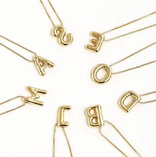 JBextension Golden Color Bubble Letter Necklace for Women,  Balloon Initial Letter Pendant Necklace Dainty Charm Initial Necklaces for Women Trendy Chunky Custom Name Necklace Gold Color Necklaces for Women