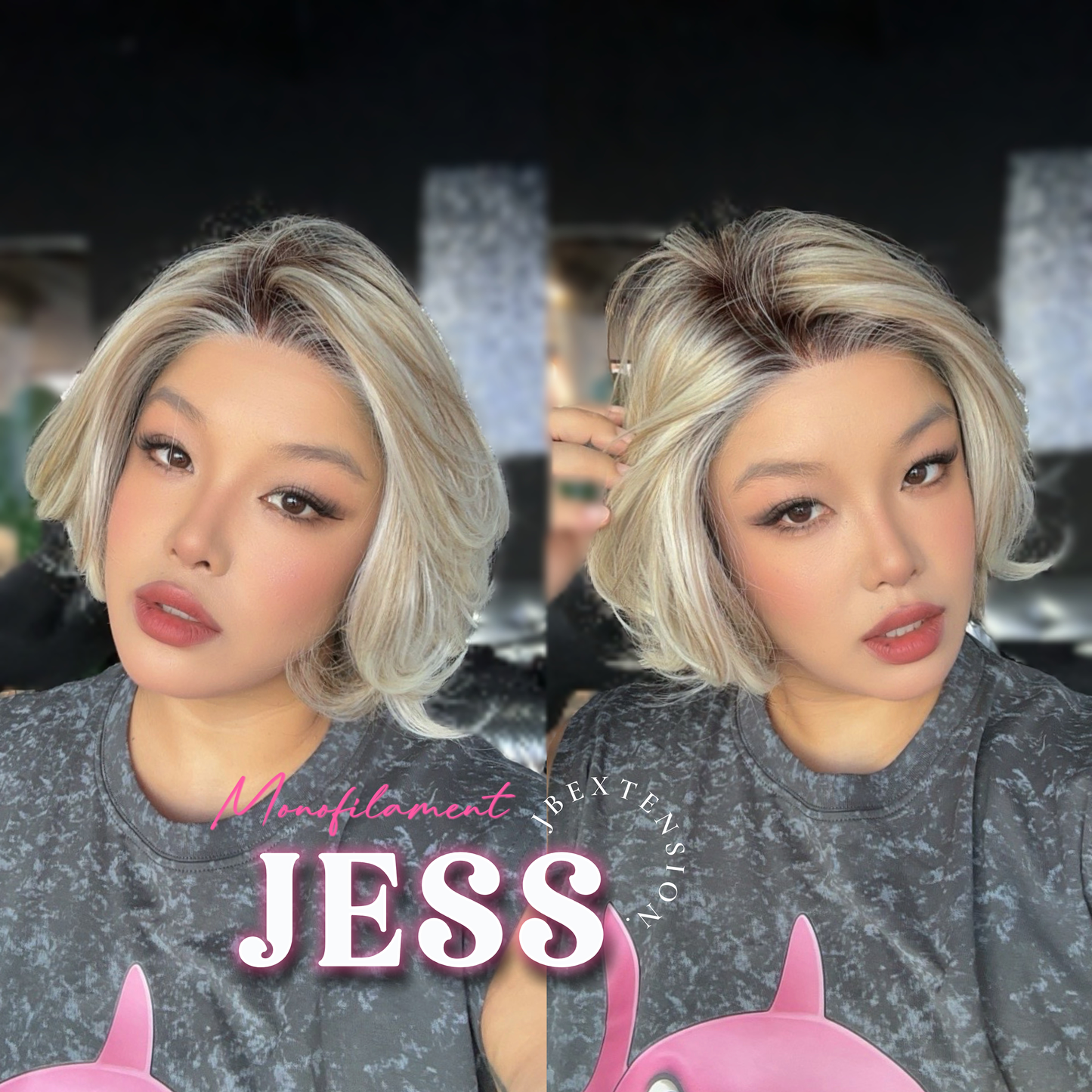 [PRE-ORDER] JBEXTENSION JESS MONO Monofilament Handmade Wig 6X5 Full Monofilament Hand Tied Top Wig 10 Inches Blonde Mono Lace Wig With Anti-slip Silicone Strips Glueless Wig JESS MONO【BENDY EAR TABS】