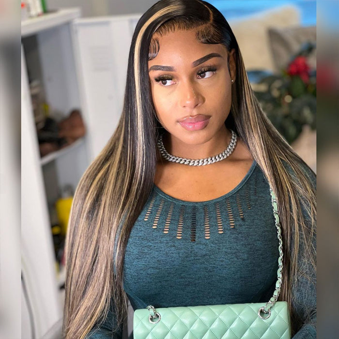 Honey Blonde Highlight Straight/Body Wave Wig 5x5 Invisible HD Lace Closure Wig 100% Human Hair