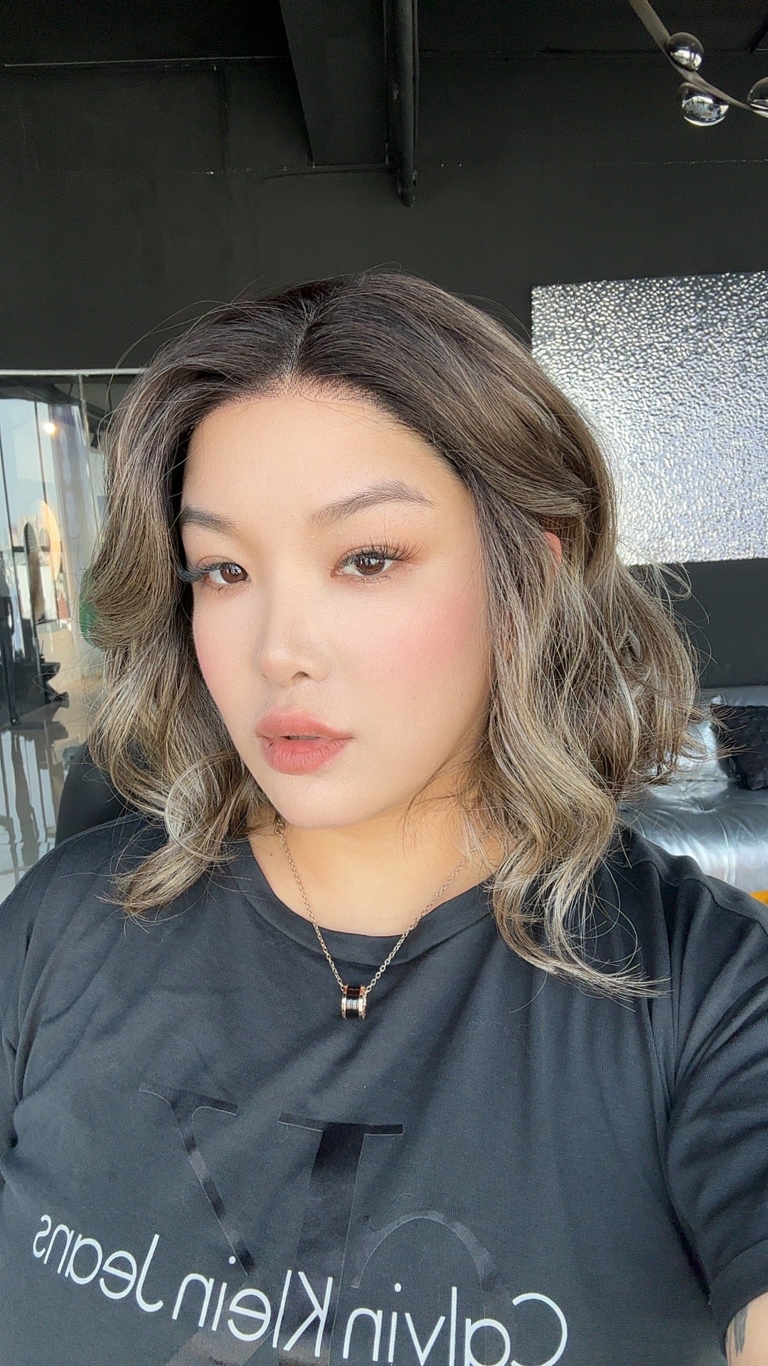 HOT OF SEASON - 12 Inches Wave Dark Brown with Blonde Highlight with Dark Root Pre-Cut Frontlace Glueless Wig ALBA