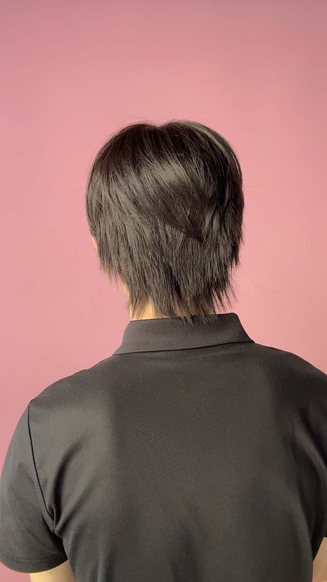 JBEXTENSION Short Hair 30% Real Human Hair Midnight Brown( Black/Brown) Unisex Wig Man Wig KEN