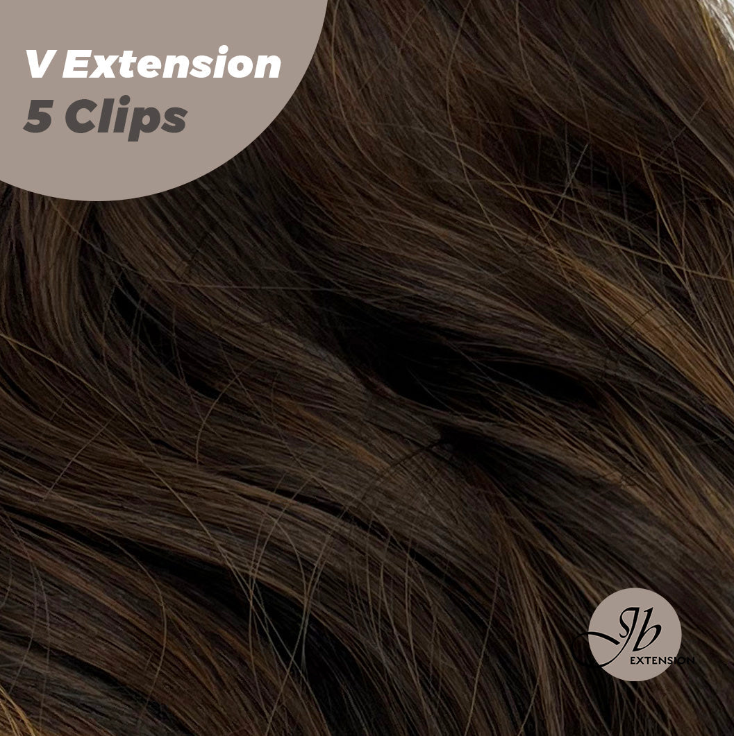 JBEXTENSION 20 Inches Hair V Extensions 5 Clip-in Curly Hair Extension With Clips 190g