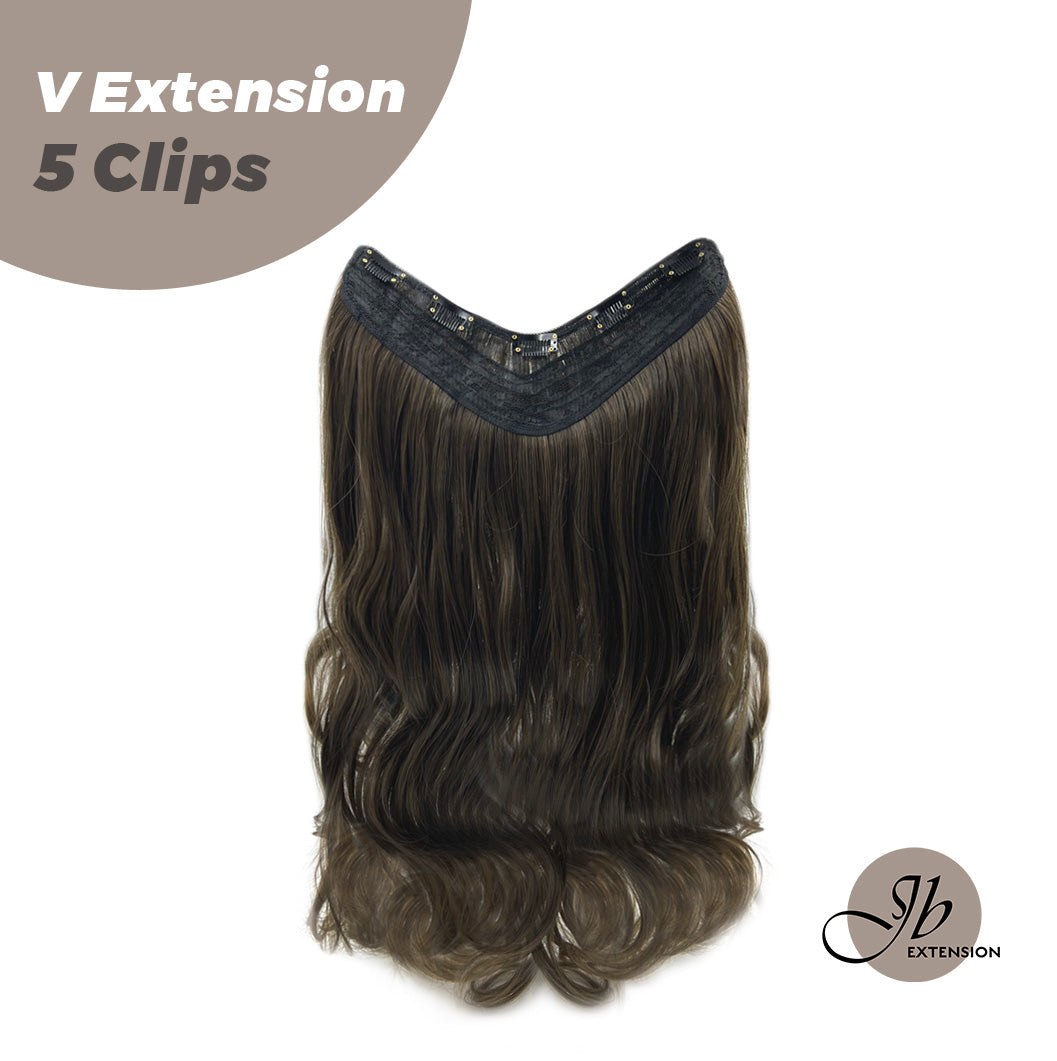 JBEXTENSION 20 Inches Hair V Extensions 5 Clip-in Curly Hair Extension With Clips 190g