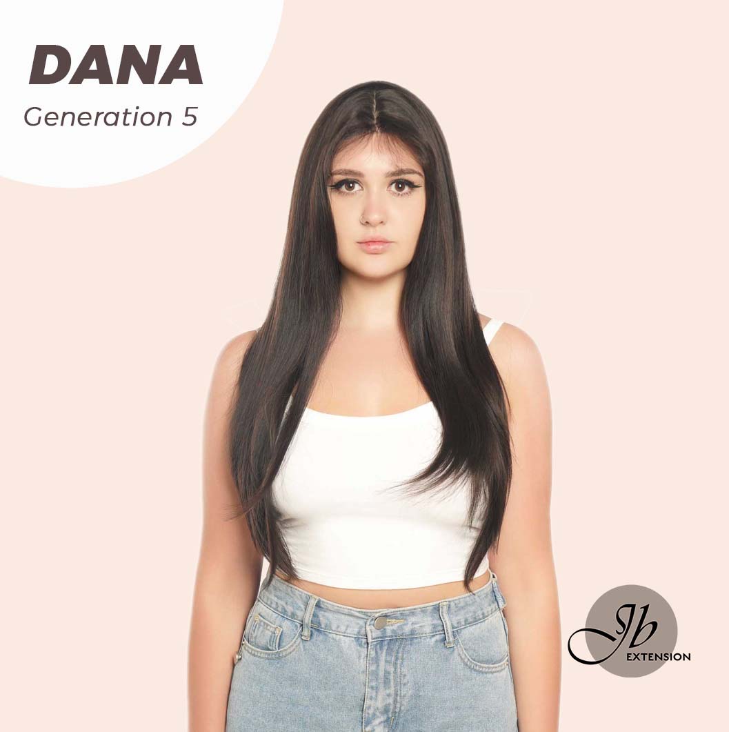 JBEXTENSION GENERATION FIVE 28 Inches Long Tea Black Darkest Brown Straight Wig With Bangs DANA G5