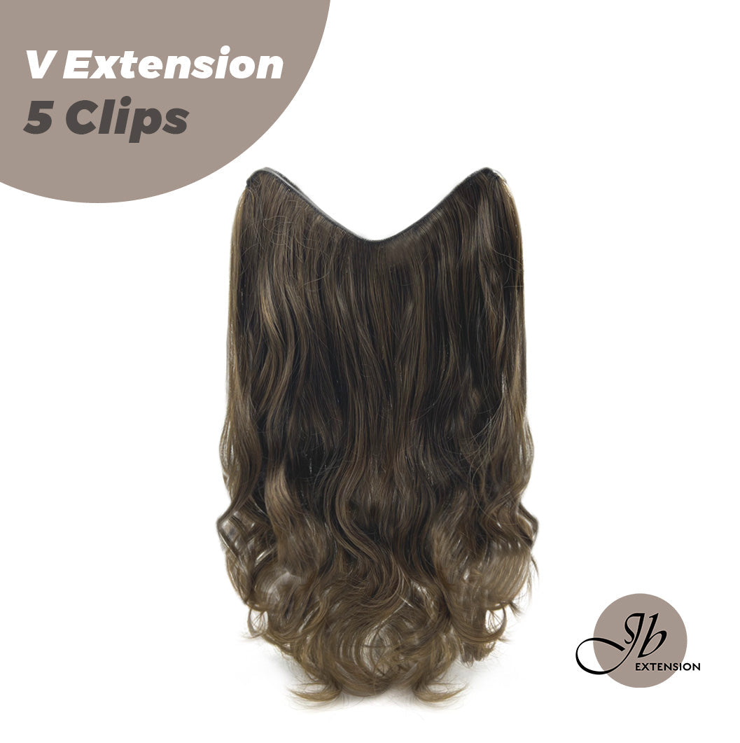 JBEXTENSION 20 Inches Hair V Extensions 5 Clip-in Curly Hair Extension With Clips 190g