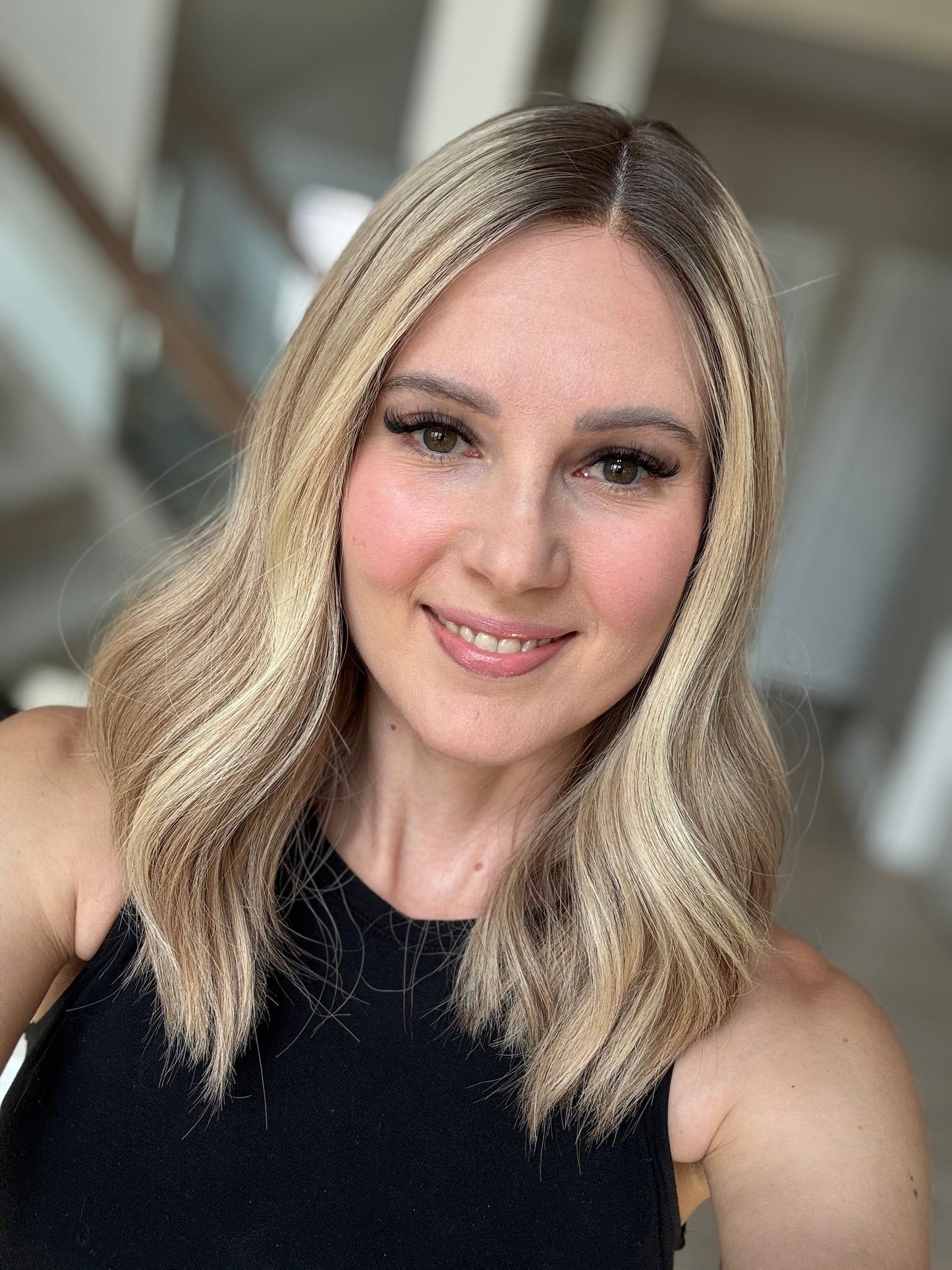 18" Olivia LOB Comfort Cap Silk Top Wig (M)