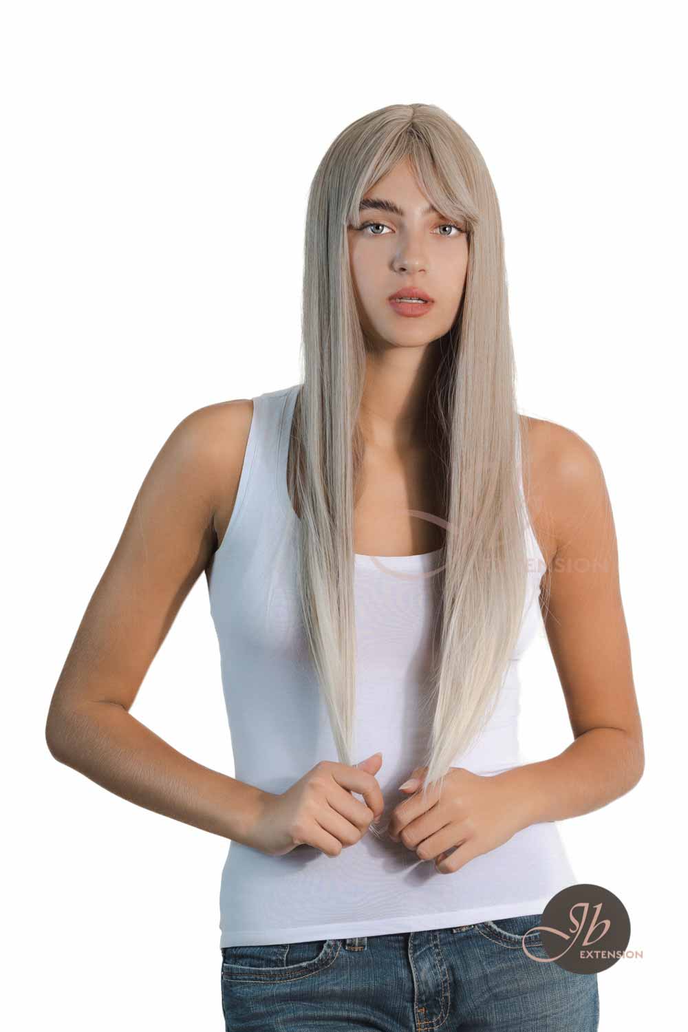 JBEXTENSION 28 Inches Long Straight Mix Blonde Wig With Bangs MANDY