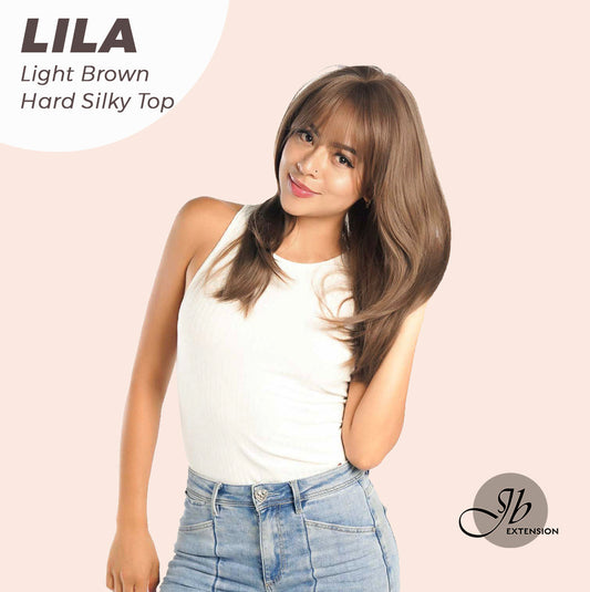 JBEXTENSION 20 Inches Scalpiana Light Brown Wolf Cut 3.5X4 Hard Silky Top Natural Scalp Effect Wig With Bangs LILA LIGHT BROWN