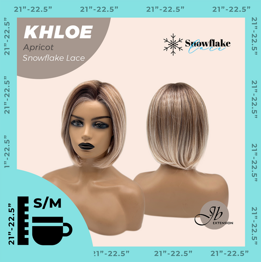 JBEXTENSION 12 Inches Bob Cut Apricot Pre-Cut Snowflake Lace Frontlace Glueless Wig KHLOE APRICOT【PERMATEASE】【BENDY EAR TABS】- S/M