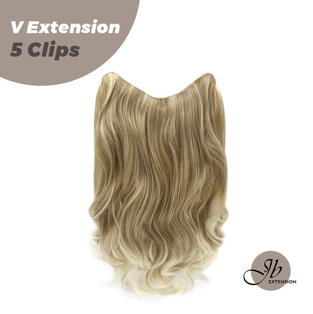 JBEXTENSION 20 Inches Hair V Extensions 5 Clip-in Curly Hair Extension With Clips 190g