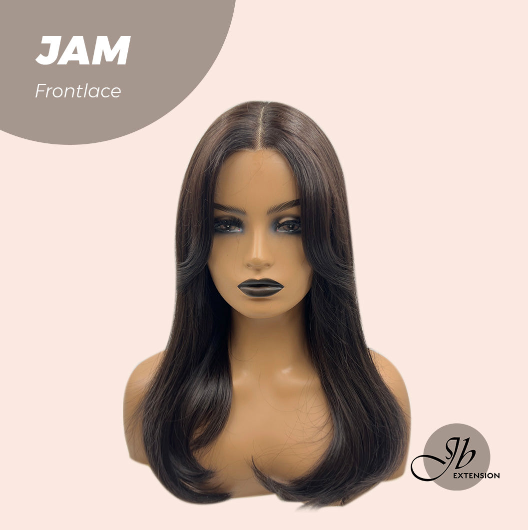 JBEXTENSION 18 Inches Dark Brown Curly Pre-Cut Frontlace Glueless Wig JAM
