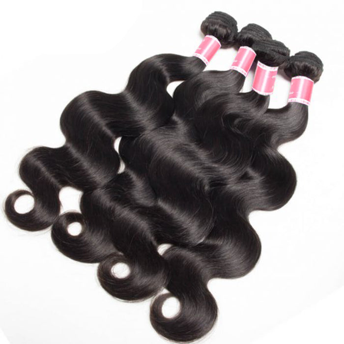 Malaysian Body Wave 4 Bundles With 13X4 Ear To Ear Lace Frontal Natural Color