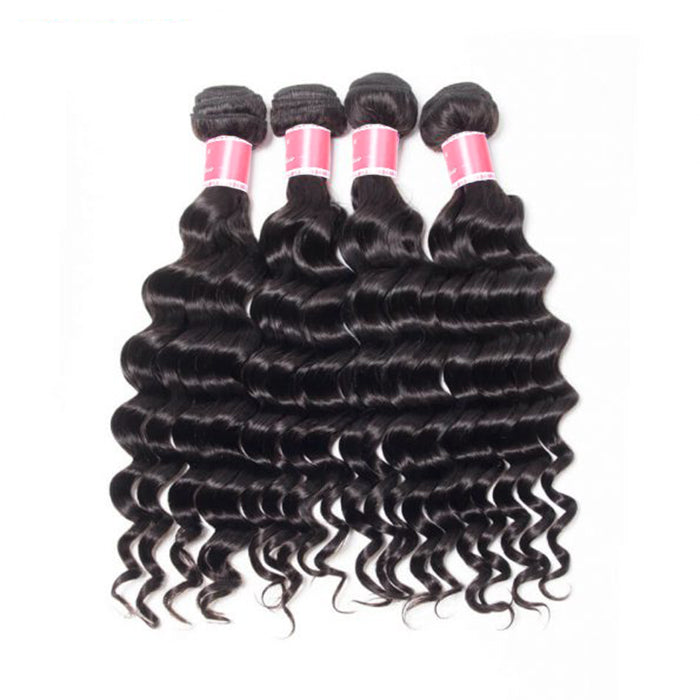 Malaysian Loose Deep Wave 4 Bundles With 13X4 Ear To Ear Lace Frontal Natural Color