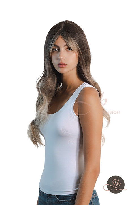 JBEXTENSION 25 Inches Balayage With Dark Root Curly Wig With Bangs DELLA