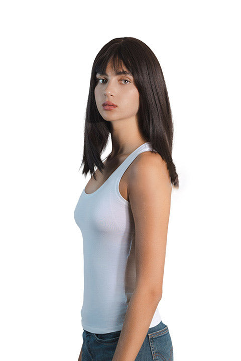 JBEXTENSION 16 Inches Short Bob Cut Soft Black Wig With Bangs FEDERICA SOFT BLACK