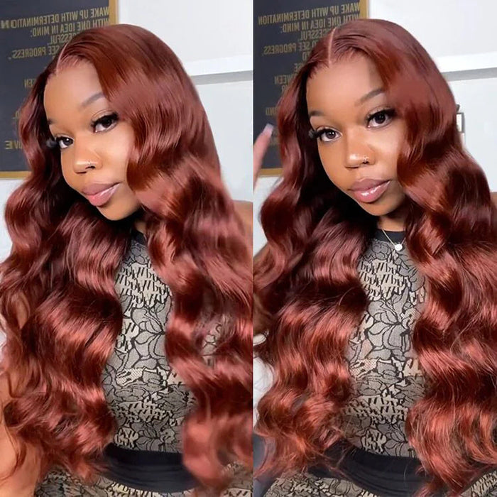#33 Reddish Brown 5x5 HD Transparent Lace Pre Plucked Natural Hairline Human Hair Wigs
